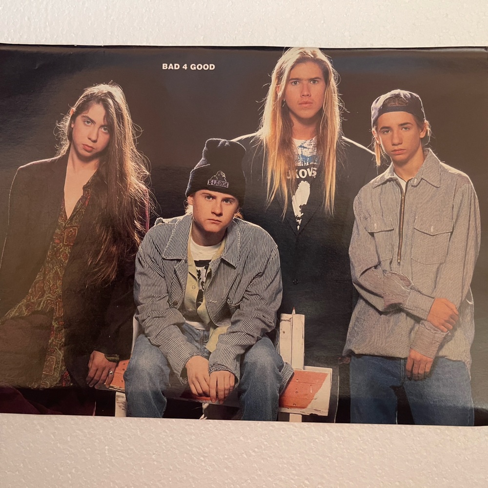 BAD 4 GOOD Band Pinup - Vintage Group Photo, Black Background